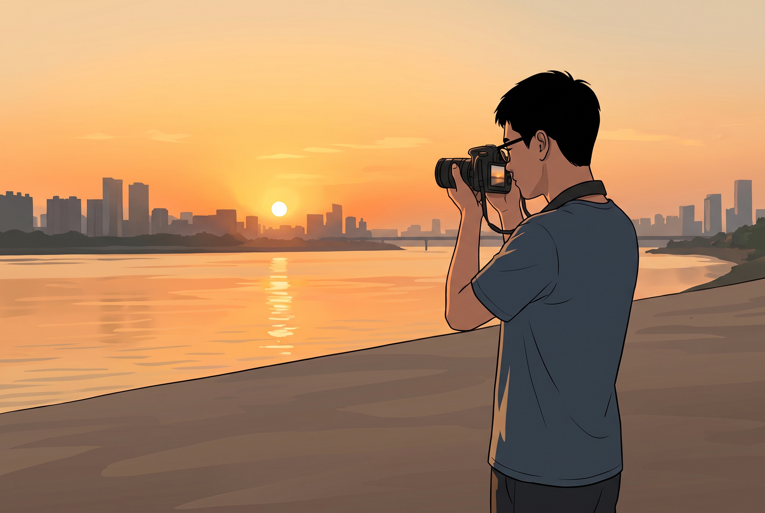 儿子拍摄的夕阳